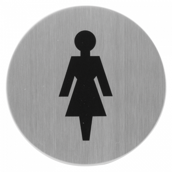 GPF0400.09 RVS PICTOGRAM 'DAMES' ROND 75MM ZELFKLEVEND