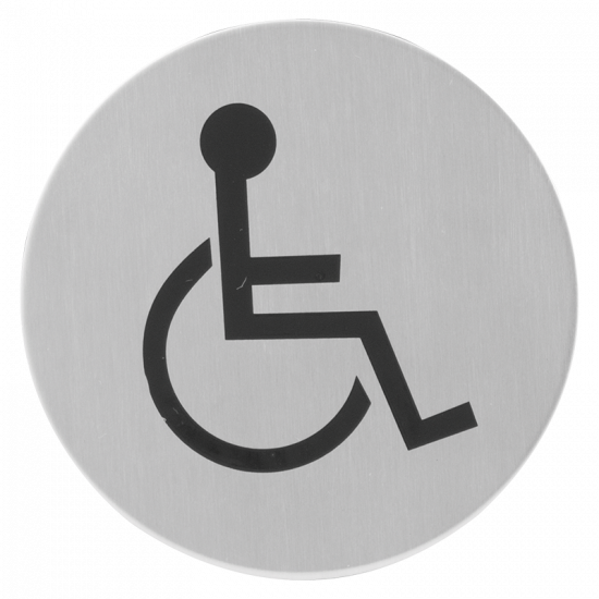 GPF0410.09 RVS MAT PICTOGRAM 'MINDERVALIDE' ROND 75MM ZELFKLEVEND