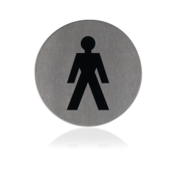GPF040509830 RVS GEBORSTELD, PICTOGRAM 'HEREN' ROND 75MM ZELFKLEVEND GPF040509830 RVS GEBORSTELD, PICTOGRAM 'HEREN' ROND 75MM ZELFKLEVEND