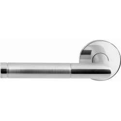 GPF104049-090200-00 RVS GEPOLIJST RVS GEBORSTELD, GPF1040.00L/R KOHU DUO DEURKRUK OP RONDE ROZET RVS GEPOLIJST/RVS GEBORSTELD 50X8 MM, LINKSWIJZEND