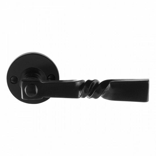 GPF6245.00 SMEEDIJZER ZWART NOKKA DEURKRUK OP RONDE ROZET, 53X5MM