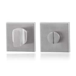 GPF091102110 RVS GEBORSTELD, TOILETGARNITUUR VIERKANT 50X50X8MM STIFT 5MM GROTE KNOP