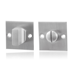 GPF091008110 RVS GEBORSTELD, VIERKANTE TOILETGARNITUUR 50X50X2MM STIFT 8MM GROTE KNOP