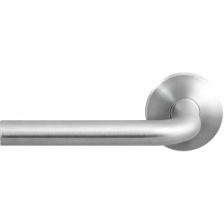 GPF1001090200-00 RVS GEBORSTELD, GPF1001.00L/R AKA DEURKRUK OP RONDE ROZET RVS 50X8 MM, LINKS-/ RECHTSWIJZEND GPF1001090200-00 RVS GEBORSTELD, GPF1001.00L/R AKA DEURKRUK OP RONDE ROZET RVS 50X8 MM, LINKS-/ RECHTSWIJZEND