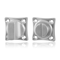 GPF091109109 RVS GEBORSTELD, VIERKANTE TOILETGARNITUUR 38X38X5MM STIFT 5MM GROTE KNOP