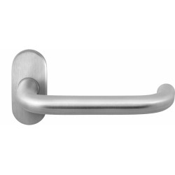 GPF1006090300-04 RVS GEBORSTELD, GPF1006.04R HOA DEURKRUK OP OVALE ROZET RVS, 70X32X10 MM GPF1006090300-04 RVS GEBORSTELD, GPF1006.04R HOA DEURKRUK OP OVALE ROZET RVS, 70X32X10 MM