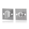 GPF091108110 RVS GEBORSTELD, VIERKANTE TOILETGARNITUUR 50X50X2MM STIFT 5MM GROTE KNOP