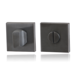 GPF0910021P1 PVD ANTRACIET, TOILETGARNITUUR VIERKANT 50X50X8MM STIFT 8MM GROTE KNOP