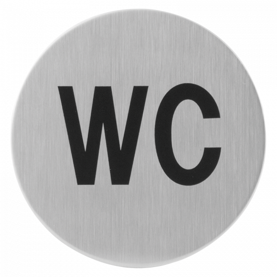 GPF0415.09 RVS MAT TOILETBORD 'WC' ROND 75MM ZELFKLEVEND GPF0415.09 RVS MAT TOILETBORD 'WC' ROND 75MM ZELFKLEVEND