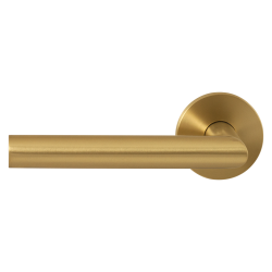 GPF115VR0200P4 PVD MAT MESSING, L-HAAKS MODEL 19MM DEURKRUK OP ROZET 53X6 MM GATDEEL LINKS