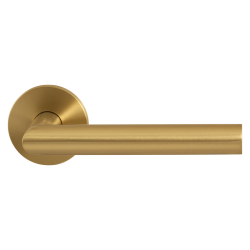 GPF115VR0100P4 PVD MAT MESSING, L-HAAKS MODEL 19MM DEURKRUK OP ROZET 53X6 MM