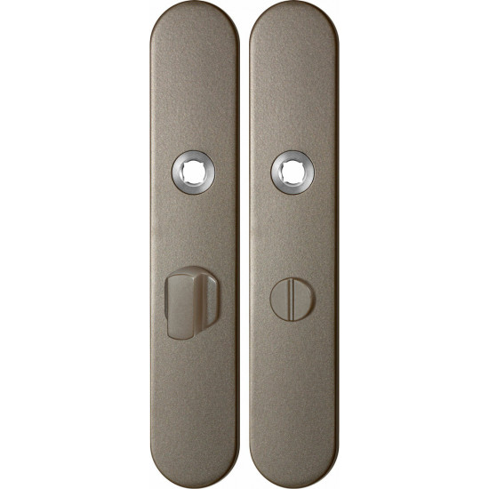 GPF1120.A3 LANGSCHILD AFGEROND WC55/8 GROTE KNOP 218X40X8,5MM MOCCA BL