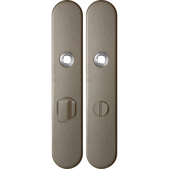 GPF1120.A3 LANGSCHILD AFGEROND WC63/8 GROTE KNOP 218X40X8,5MM MOCCA BL