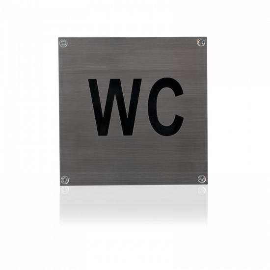 GPF0465.09 RVS MAT TOILETBORD 'WC' VIERKANT 125X125MM GESCHROEFD GPF0465.09 RVS MAT TOILETBORD 'WC' VIERKANT 125X125MM GESCHROEFD