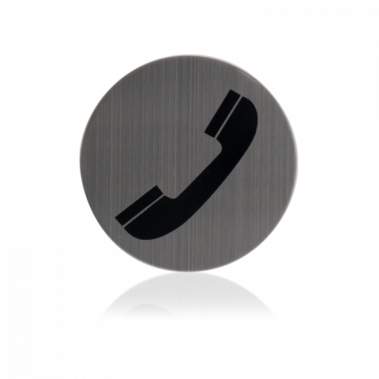 GPF0425.09 RVS MAT PICTOGRAM TELEFOON ROND 75MM ZELFKLEVEND GPF0425.09 RVS MAT PICTOGRAM TELEFOON ROND 75MM ZELFKLEVEND