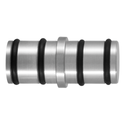 GPF058709000 RVS GEBORSTELD, KOPPELSTUK RONDE RAIL T.B.V. SCHUIFDEURSYSTEEM RVS