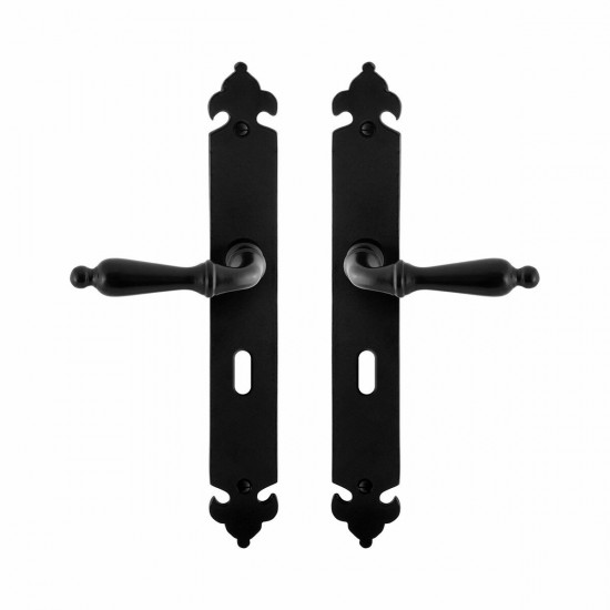 GPF6215.60 SMEEDIJZER ZWART MUKI DEURKRUK OP LANGSCHILD BB56, 291X41X4