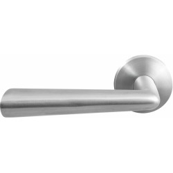 GPF3100090200-00 RVS GEBORSTELD, GPF3100.00L/R PIRAU DEURKRUK OP RONDE ROZET RVS 50X8 MM, LINKS-/ RECHTSWIJZEND