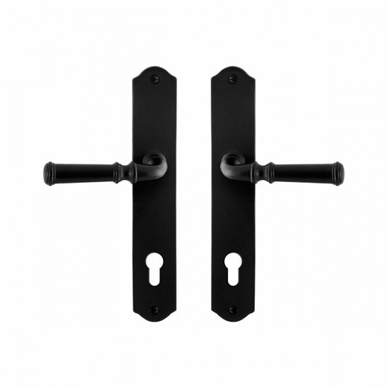 GPF6220.60 SMEEDIJZER ZWART MERI DEURKRUK OP SCHILD PC85, 238X41X4MM