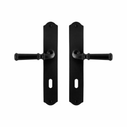 GPF6220600111-22 SMEEDIJZER ZWART, MERI DEURKRUK OP SCHILD SMEEDIJZER ZWART 238X41X4 MM