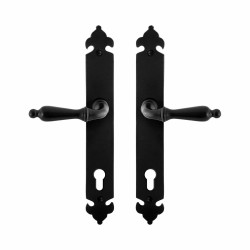 GPF6215600162-25 SMEEDIJZER ZWART, MUKI DEURKRUK OP LANGSCHILD SMEEDIJZER ZWART 291X41X4 MM