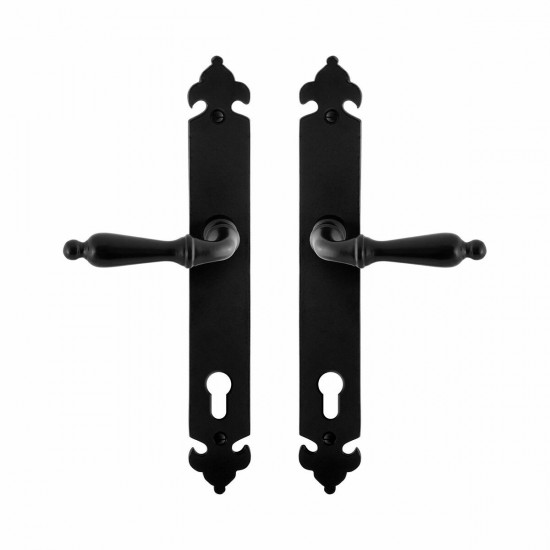 GPF6215.60 SMEEDIJZER ZWART MUKI DEURKRUK OP LANGSCHILD PC92, 291X41X4