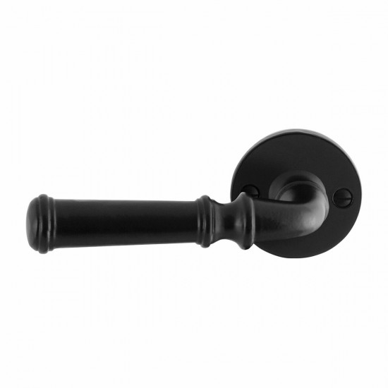 GPF6220.00L/R SMEEDIJZER ZWART MERI DEURKRUK OP RONDE ROZET, 53X5MM