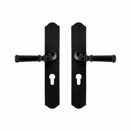 GPF6220.60 SMEEDIJZER ZWART MERI DEURKRUK OP SCHILD PC55, 238X41X4MM