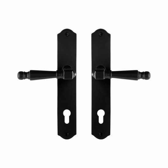 GPF6210.60 SMEEDIJZER ZWART MELA DEURKRUK OP SCHILD PC85, 238X41X4MM