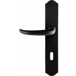 GPF6205600211-22 SMEEDIJZER ZWART, UHKA DEURKRUK OP SCHILD SMEEDIJZER ZWART 238X41X4MM LINKS-/RECHTSWIJZEND