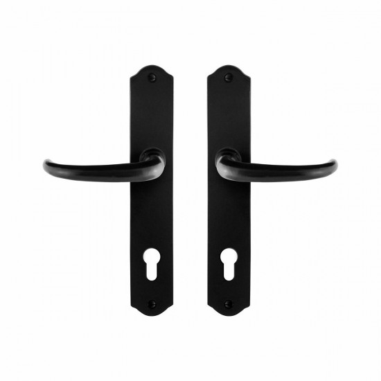 GPF6205.60 SMEEDIJZER ZWART UHKA DEURKRUK OP SCHILD PC85, 238X41X4MM