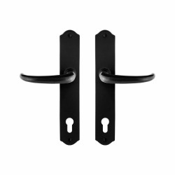 GPF6205600162-22 SMEEDIJZER ZWART, UHKA DEURKRUK OP SCHILD SMEEDIJZER ZWART 238X41X4 MM