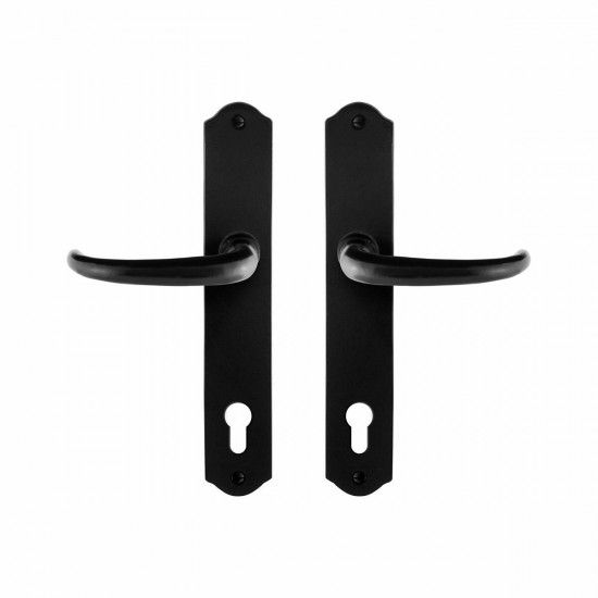 GPF6205.60 SMEEDIJZER ZWART UHKA DEURKRUK OP SCHILD PC92, 238X41X4MM