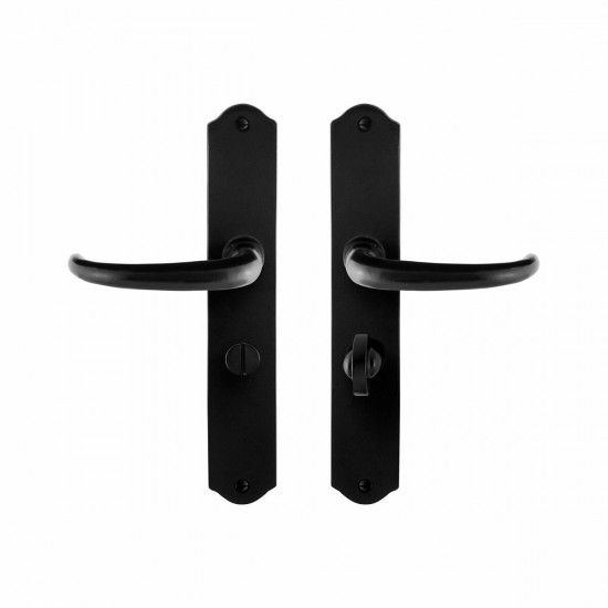 GPF6205.60 SMEEDIJZER ZWART UHKA DEURKRUK OP SCHILD WC55/8, 238X41X4MM