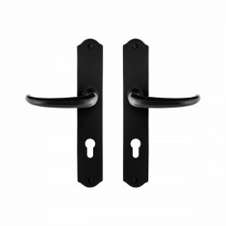 GPF6205.60 SMEEDIJZER ZWART UHKA DEURKRUK OP SCHILD PC72, 238X41X4MM