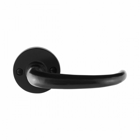 GPF6205.00 SMEEDIJZER ZWART UHKA DEURKRUK OP RONDE ROZET, 53X5MM