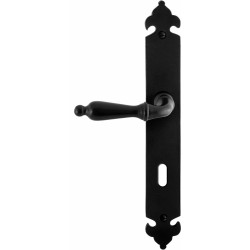 GPF6215600211-25 SMEEDIJZER ZWART, MUKI DEURKRUK OP LANGSCHILD SMEEDIJZER ZWART 291X41X4MM LINKS-/RECHTSWIJZEND