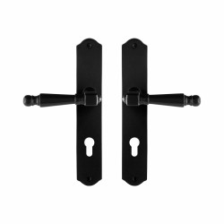 GPF6210600142-22 SMEEDIJZER ZWART, MELA DEURKRUK OP SCHILD SMEEDIJZER ZWART 238X41X4 MM