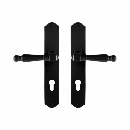GPF6210.60 SMEEDIJZER ZWART MELA DEURKRUK OP SCHILD PC72, 238X41X4MM