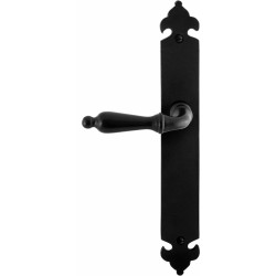 GPF6215600200-25 SMEEDIJZER ZWART, MUKI DEURKRUK OP LANGSCHILD SMEEDIJZER ZWART 291X41X4MM LINKS-/RECHTSWIJZEND