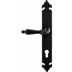 GPF6215600252-25 SMEEDIJZER ZWART, MUKI DEURKRUK OP LANGSCHILD SMEEDIJZER ZWART 291X41X4MM LINKS-/RECHTSWIJZEND