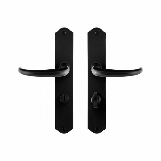 GPF6205.60 SMEEDIJZER ZWART UHKA DEURKRUK OP SCHILD WC63/8, 238X41X4MM