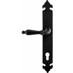 GPF6215600262-25 SMEEDIJZER ZWART, MUKI DEURKRUK OP LANGSCHILD SMEEDIJZER ZWART 291X41X4MM LINKS-/RECHTSWIJZEND