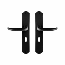 GPF6205600101-22 SMEEDIJZER ZWART, UHKA DEURKRUK OP SCHILD SMEEDIJZER ZWART 238X41X4 MM