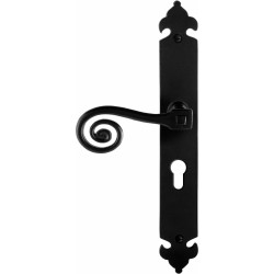 GPF6200600232-25 SMEEDIJZER ZWART, KERA DEURKRUK OP LANGSCHILD SMEEDIJZER ZWART 291X41X4MM, LINKSWIJZEND