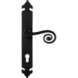 GPF6200600352-25 SMEEDIJZER ZWART, KERA DEURKRUK OP LANGSCHILD SMEEDIJZER ZWART 291X41X4MM, RECHTSWIJZEND