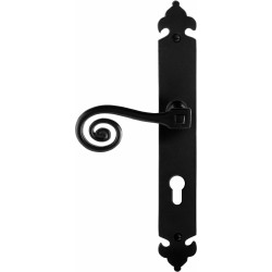 GPF6200600242-25 SMEEDIJZER ZWART, KERA DEURKRUK OP LANGSCHILD SMEEDIJZER ZWART 291X41X4MM, LINKSWIJZEND