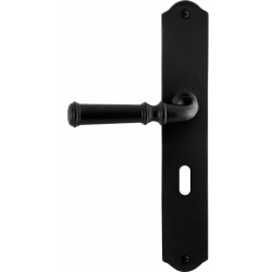 GPF6220600201-22 SMEEDIJZER ZWART, MERI DEURKRUK OP SCHILD SMEEDIJZER ZWART 238X41X4MM LINKS-/RECHTSWIJZEND