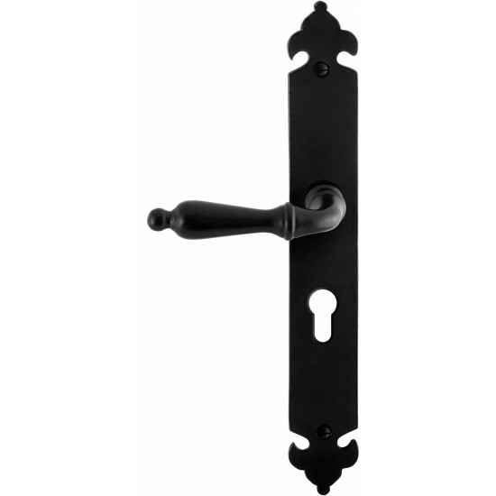 GPF6215.60L/R SMEEDIJZER ZWART MUKI DEURKRUK OP LANGSCHILD PC55, 291X4