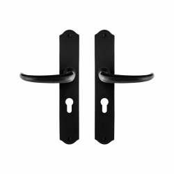 GPF6205600132-22 SMEEDIJZER ZWART, UHKA DEURKRUK OP SCHILD SMEEDIJZER ZWART 238X41X4 MM